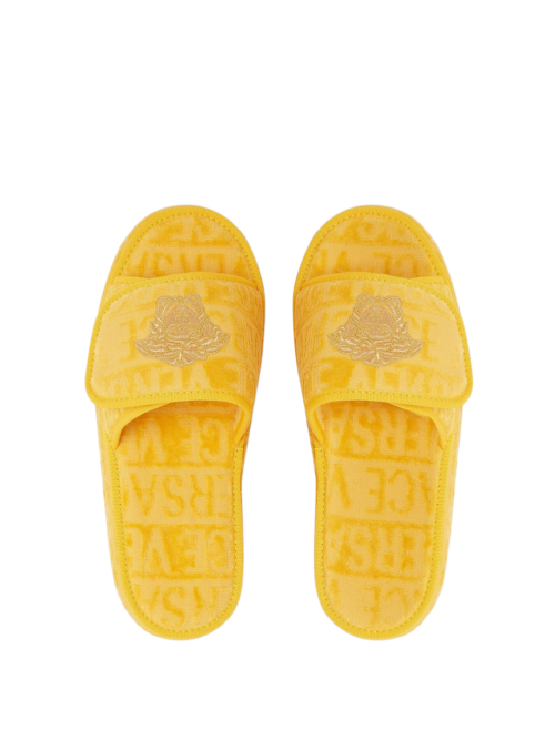 Chaussons Versace Brodés d'une Medusa Jaune
