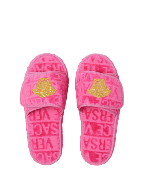 Chaussons Versace Brodés d'une Medusa Rose