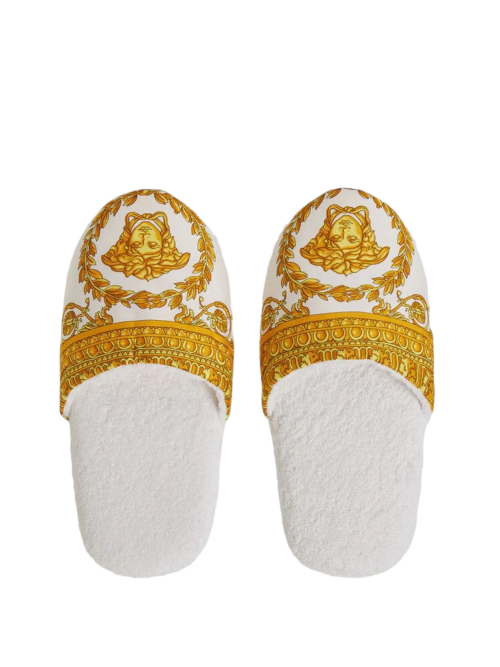 Chaussons Versace Baroque Blanc + Or