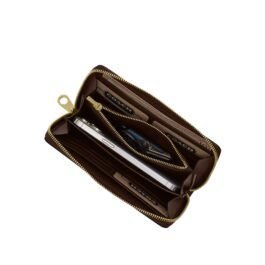 Portefeuille à zip-contour en toile Coach