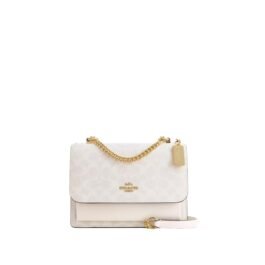 Sac À Bandoulière Coach Klare en Toile Beige Blanc M