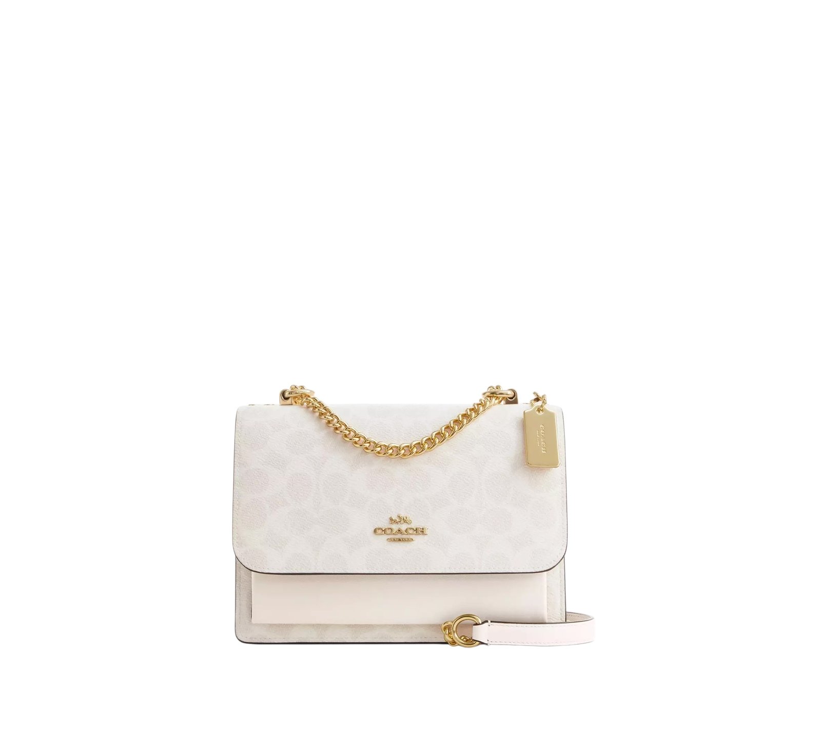 Sac À Bandoulière Coach Klare en Toile Beige Blanc M