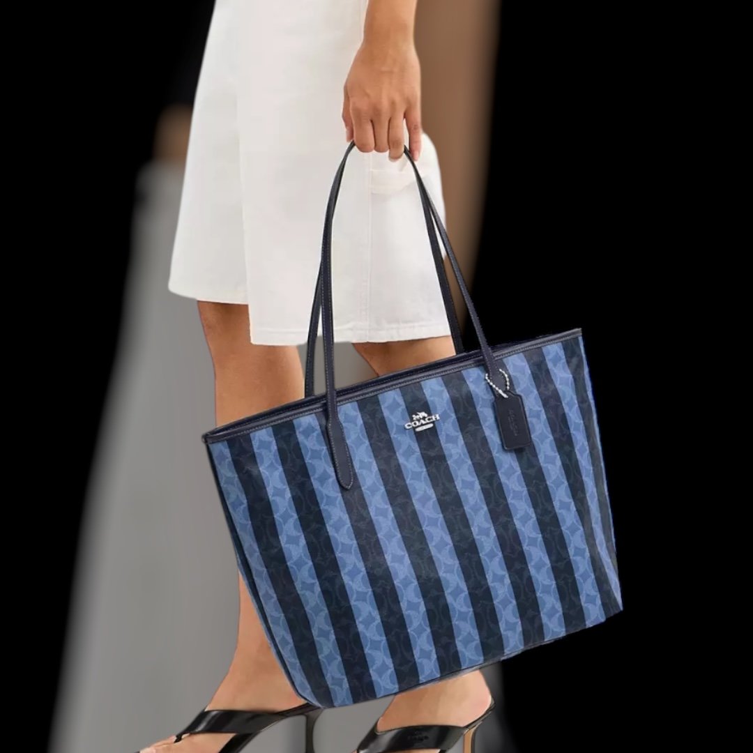 Sac À Cabas Coach City En Toile Bleu XXL – Image 2