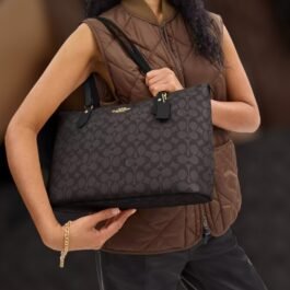 Sac À Cabas Coach Gallery En Toile Noir