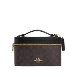 Trousse à maquillage en toile Coach Marron