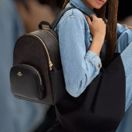 Sac À Dos Coach en Toile Marron Noir