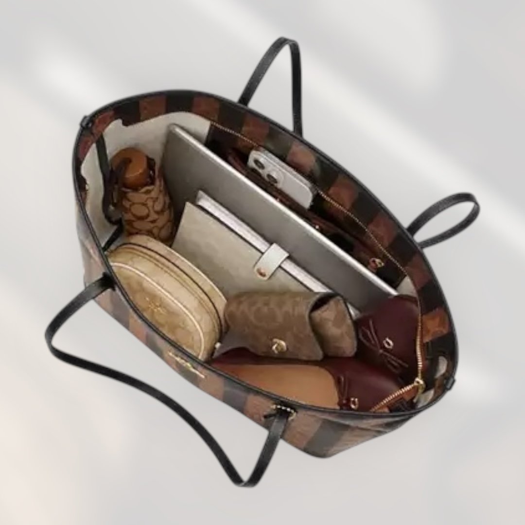 Sac À Cabas Coach City En Toile Marron Clair XXL – Image 4