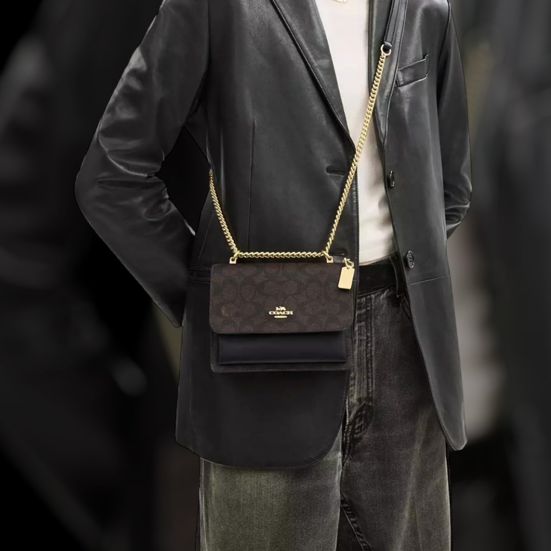 Sac À Bandoulière Coach MINI Klare en Toile Marron Noir S – Image 6