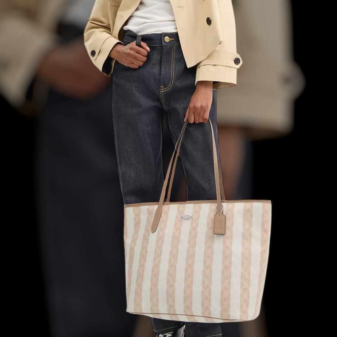 Sac À Cabas Coach City En Toile Marron Clair XXL – Image 2