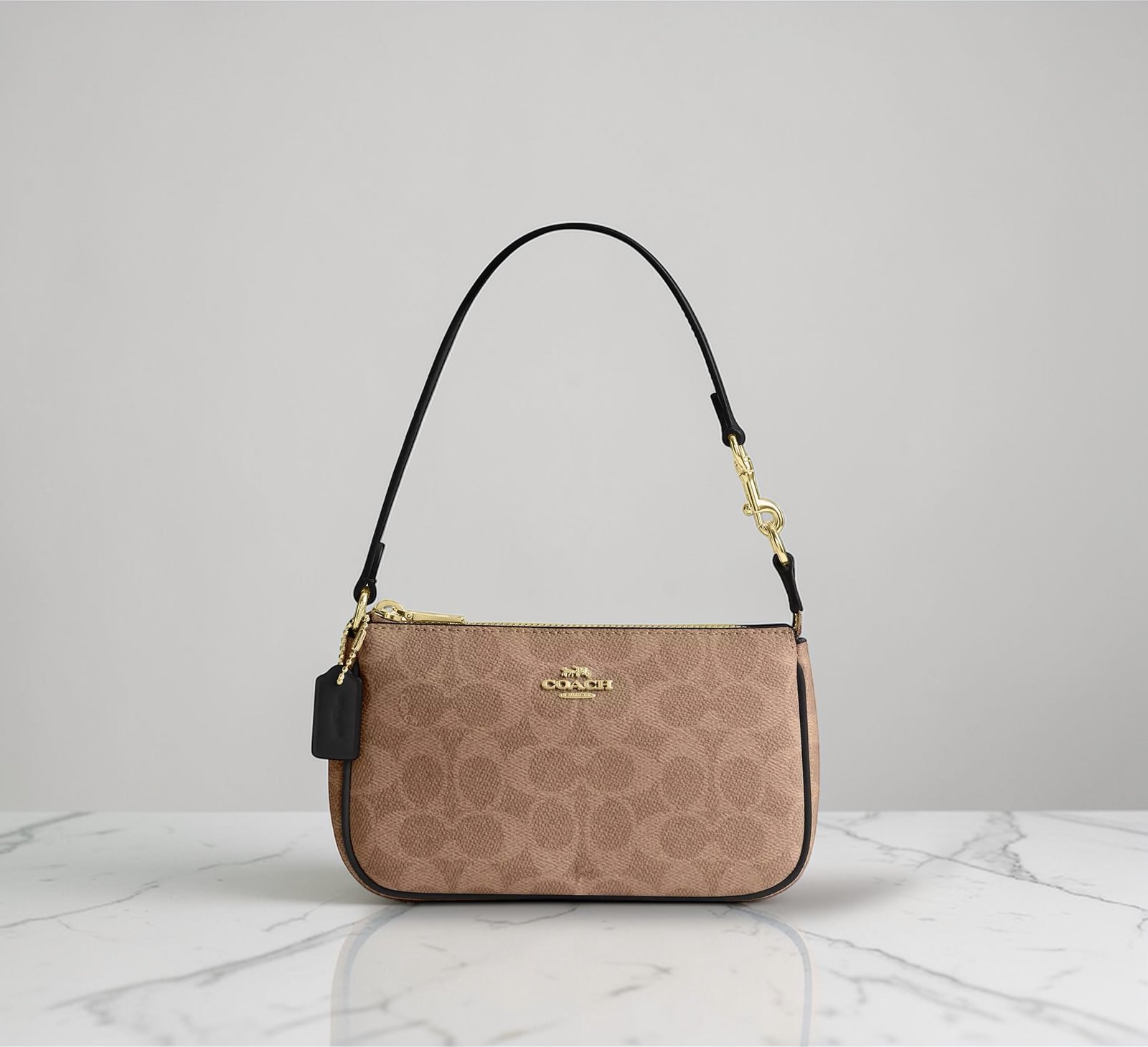 Sac À Bandoulière Coach Nolita 19 en Toile Marron Noir S