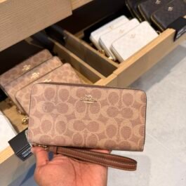 Portefeuille à zip-contour en toile Coach