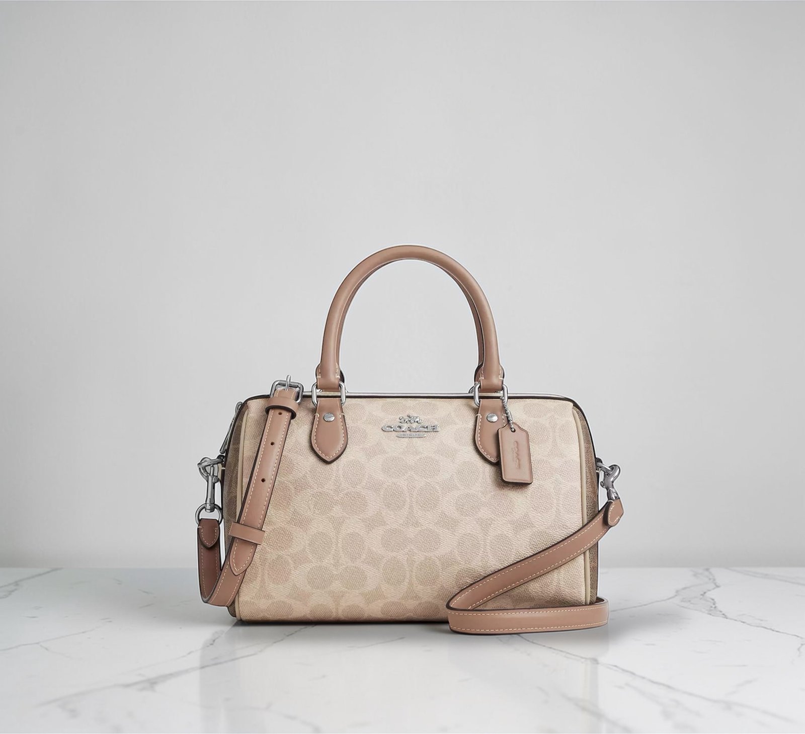 Sac À Bandoulière Coach Satchel Rowan Beige Clair 2 M