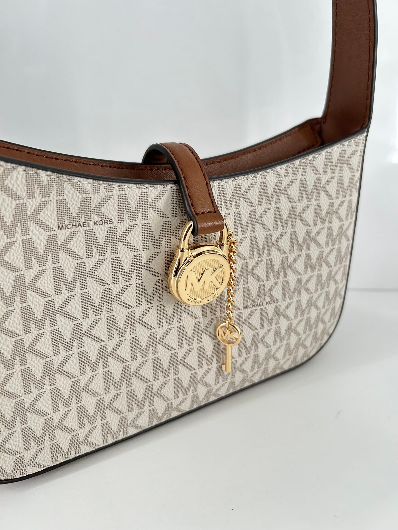 Sac À Bandoulière Michael Kors Lyra Mono Beige – Image 2