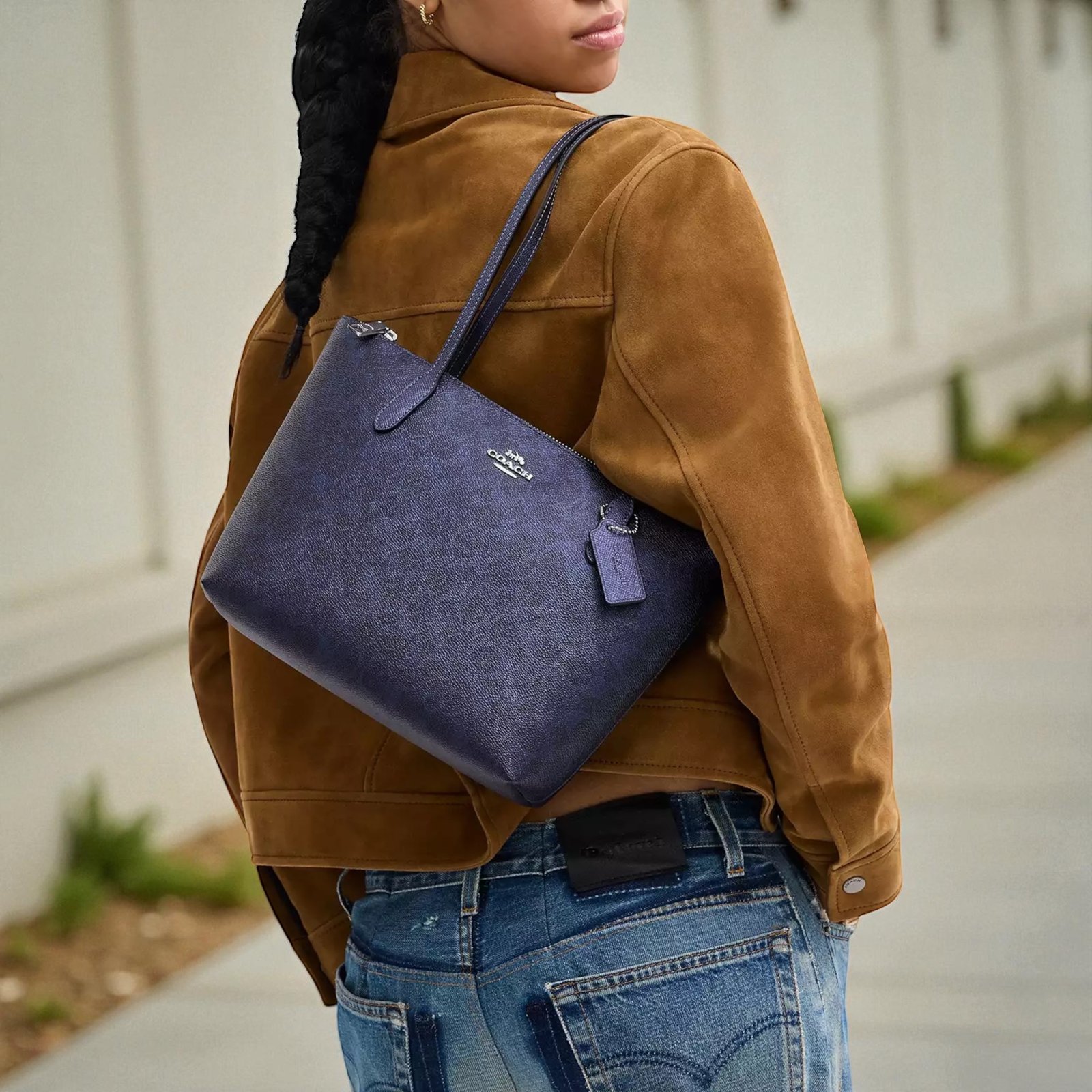 Sac À Cabas Coach zippé Fiona Bleu M – Image 2