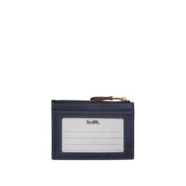Mini Porte Carte Coach En Denim Bleu