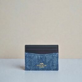 Mini Porte Carte Coach En Denim Bleu (2)