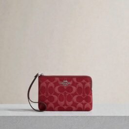 Mini Pochette Coach de Téléphone En Denim Rouge