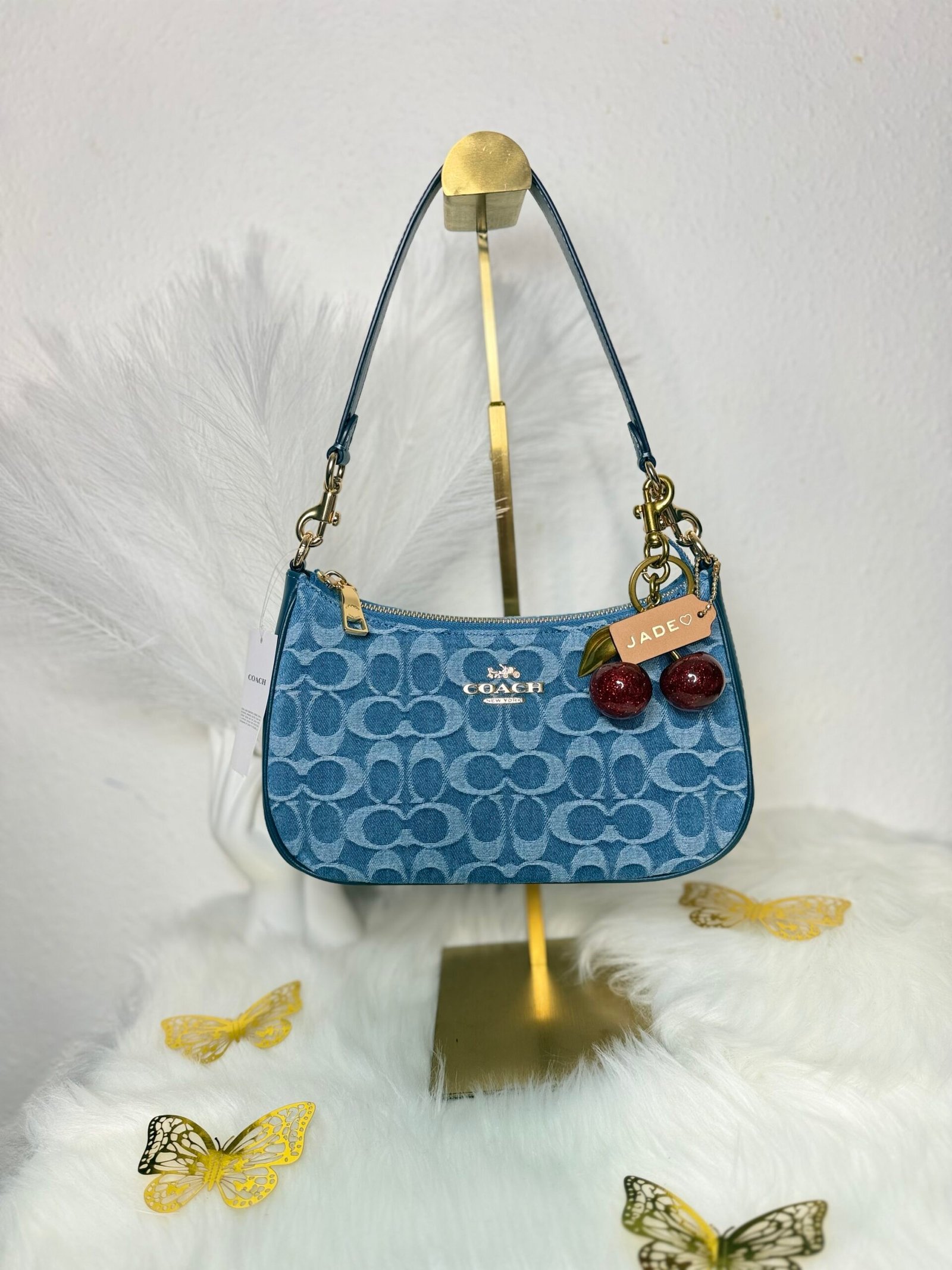 Sac À Bandoulière Coach Teri en Denim Bleu M – Image 2