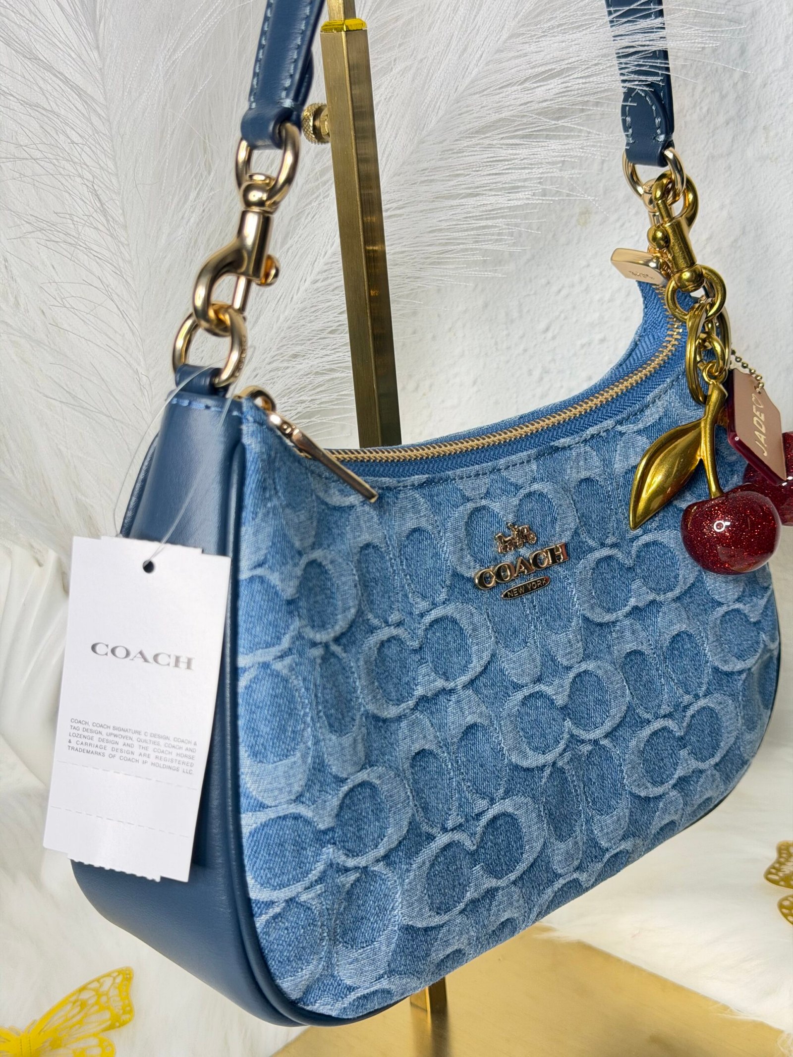 Sac À Bandoulière Coach Teri en Denim Bleu M – Image 4