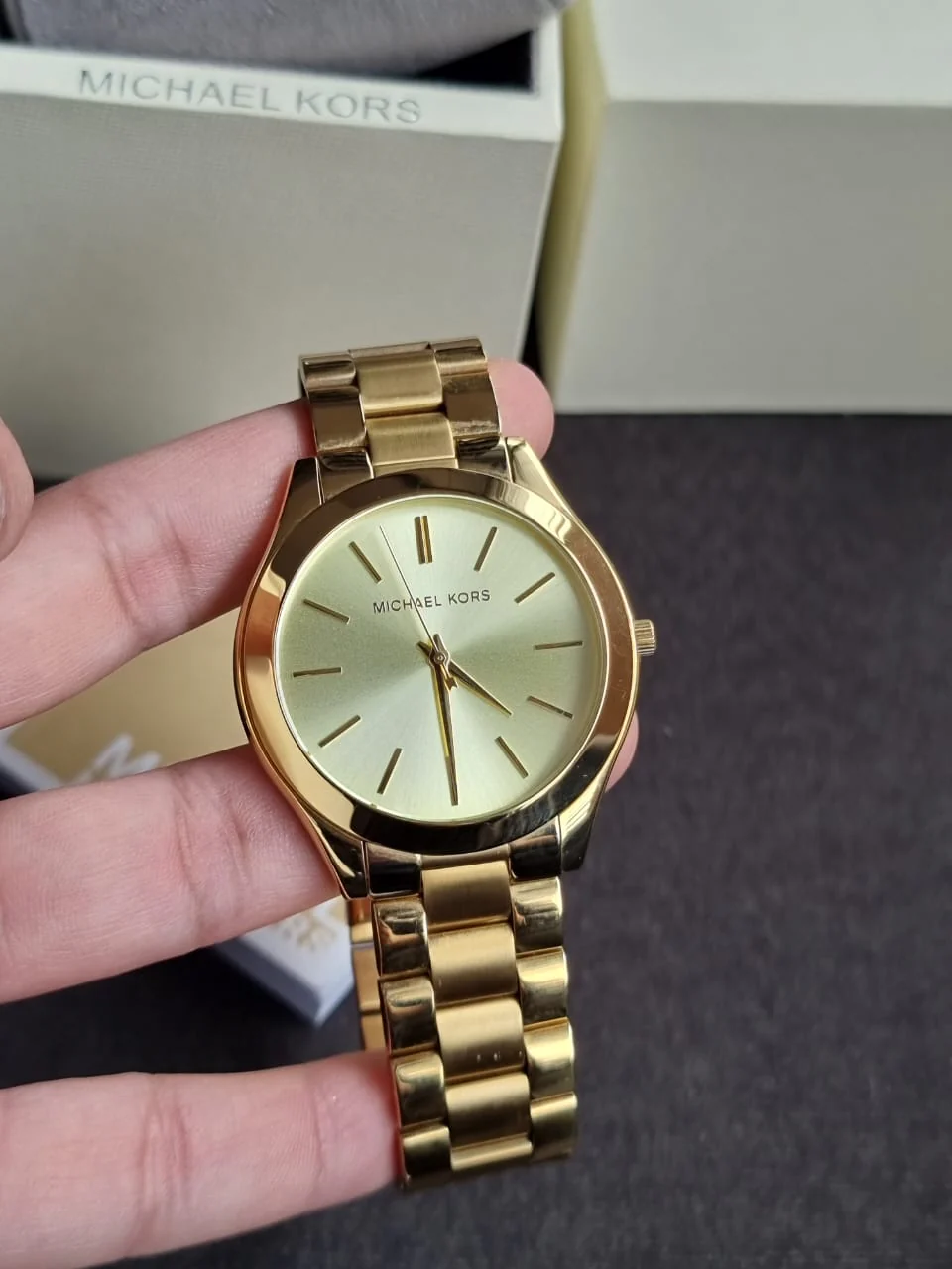 Montre Michael Kors Slim Runway Mixte Doré – Image 8