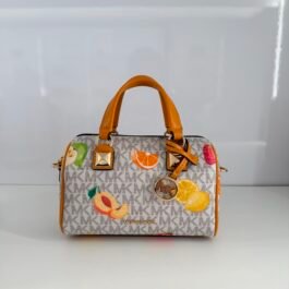 Mini Sac à Bandoulière Michael Kors Grayson Blanc Orange XS