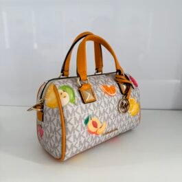 Mini Sac à Bandoulière Michael Kors Grayson Blanc Orange XS