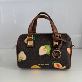 Mini Sac à Bandoulière Michael Kors Grayson Logo Brown XS