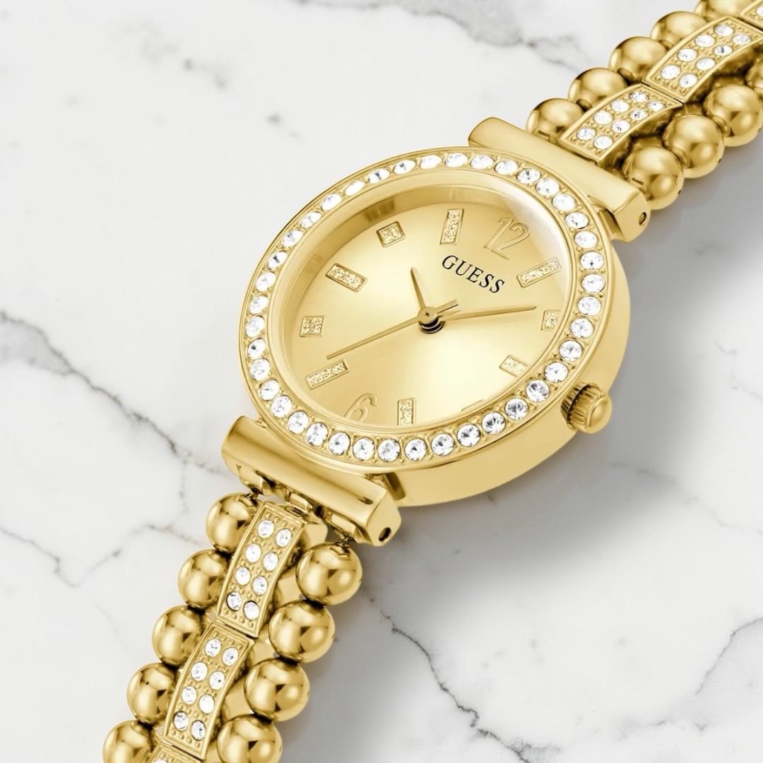 Montre Guess Gala pour Femme Or orné de strass – Image 4
