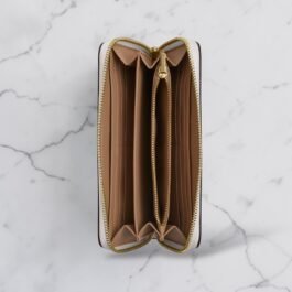 Portefeuille à zip-contour en toile Coach White