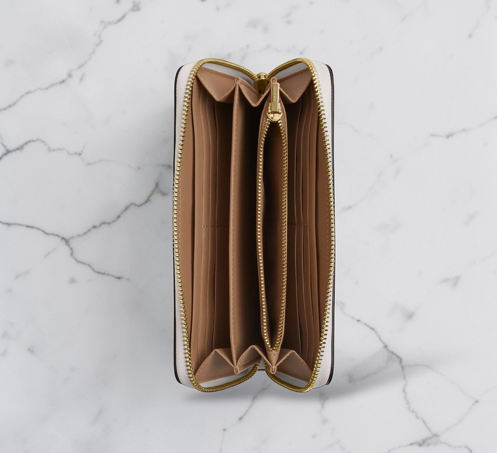 Portefeuille à zip-contour en toile Coach White – Image 2