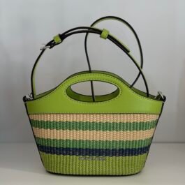 Mini Sac à Bandoulière Michael Kors Tatum Green à Rayure XS