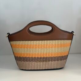 Mini Sac à Bandoulière Michael Kors Tatum Brown à Rayure XS