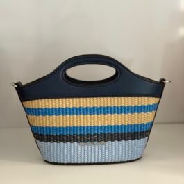 Mini Sac à Bandoulière Michael Kors Tatum Bleu Navy à Rayure XS