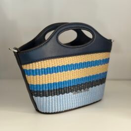 Mini Sac à Bandoulière Michael Kors Tatum Bleu Navy à Rayure XS