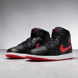 Air Jordan  1 Mid Black University Red