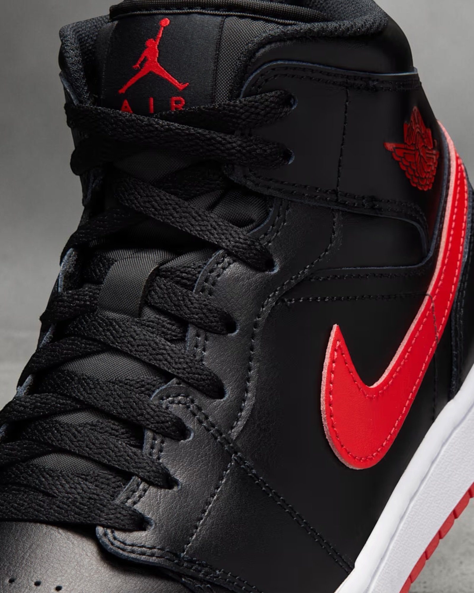 Air Jordan 1 Mid Black University Red – Image 5