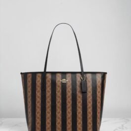 Sac À Cabas Coach City Avec Rayures Brown XL