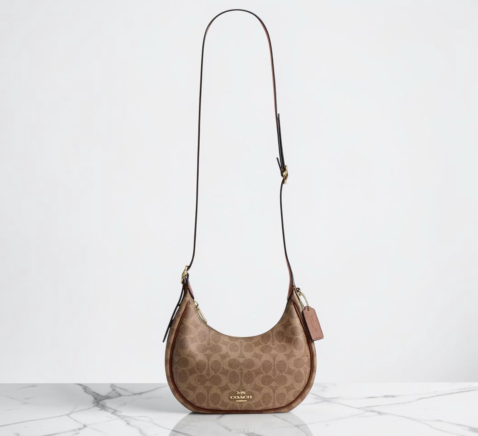 Sac À Bandoulière Coach Emily En Toile Marron clair – Image 4